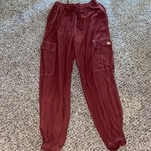 Red soft cargo pants